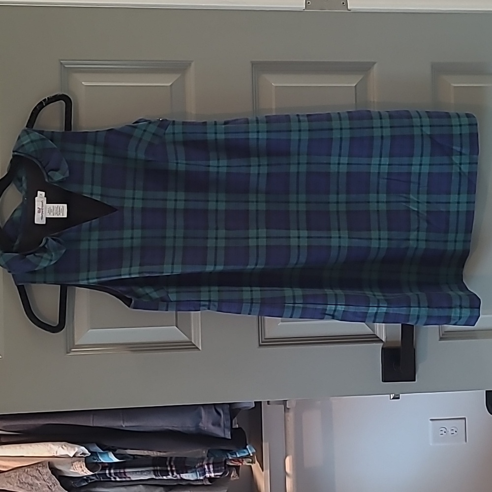 Vineyard Vines Blue and Green Plaid Dress